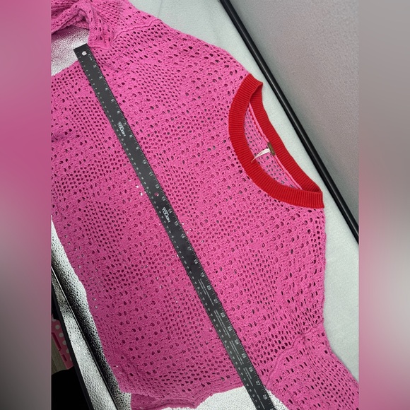 Free People Home Run Crochet Color block Cropped Sweater Size M Bohemian Hippie - Picture 11 of 11